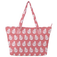 Coral And White Lady Bug Pattern Full Print Shoulder Bag by GardenOfOphir