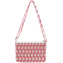 Coral And White Lady Bug Pattern Double Gusset Crossbody Bag by GardenOfOphir