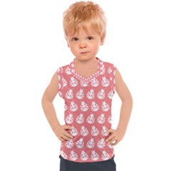 Coral And White Lady Bug Pattern Kids  Sport Tank Top