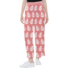 Coral And White Lady Bug Pattern Women s Pants  by GardenOfOphir