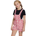 Coral And White Lady Bug Pattern Kids  Short Overalls View2