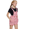 Coral And White Lady Bug Pattern Kids  Short Overalls View3