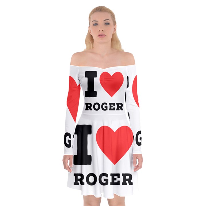 I love roger Off Shoulder Skater Dress