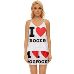 I Love Roger V-neck Satin Pajamas Set