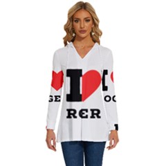 I Love Roger Long Sleeve Drawstring Hooded Top