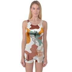 Shapes Pattern One Piece Boyleg Swimsuit