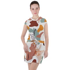 Shapes Pattern Drawstring Hooded Dress by BlackRoseStore