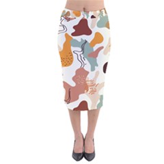 Shapes Pattern Velvet Midi Pencil Skirt by BlackRoseStore