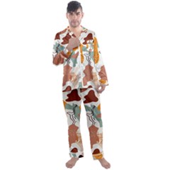 Shapes Pattern Men s Long Sleeve Satin Pajamas Set by BlackRoseStore