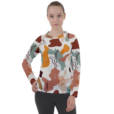 Shapes Pattern Women s Long Sleeve Raglan Tee by BlackRoseStore