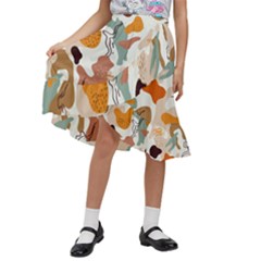 Shapes Pattern Kids  Ruffle Flared Wrap Midi Skirt by BlackRoseStore