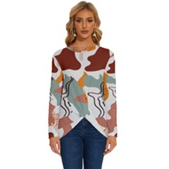 Shapes Pattern Long Sleeve Crew Neck Pullover Top by BlackRoseStore