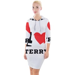 I Love Terry  Quarter Sleeve Hood Bodycon Dress by ilovewhateva