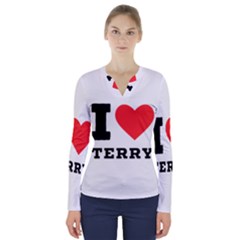 I Love Terry  V-neck Long Sleeve Top by ilovewhateva