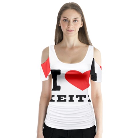 I Love Keith Butterfly Sleeve Cutout Tee  by ilovewhateva