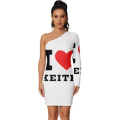 I Love Keith Long Sleeve One Shoulder Mini Dress by ilovewhateva