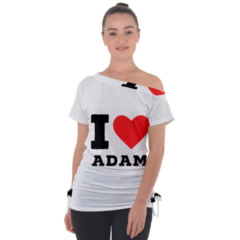 I Love Adam  Off Shoulder Tie-up Tee by ilovewhateva