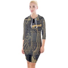 Circuit Quarter Sleeve Hood Bodycon Dress by nateshop