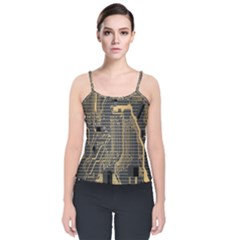 Circuit Velvet Spaghetti Strap Top by nateshop