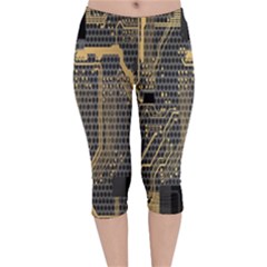 Circuit Velvet Capri Leggings  by nateshop