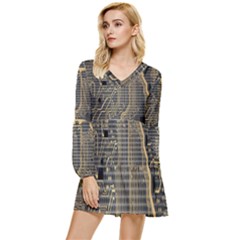 Circuit Tiered Long Sleeve Mini Dress