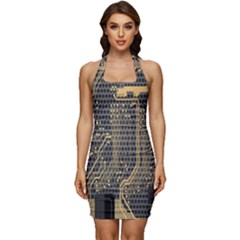 Circuit Sleeveless Wide Square Neckline Ruched Bodycon Dress by nateshop