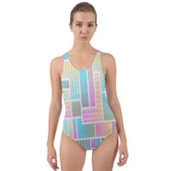 Color-blocks Cut-out Back One Piece Swimsuit by nateshop