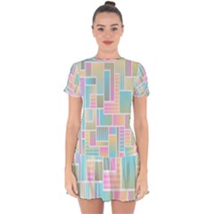 Color-blocks Drop Hem Mini Chiffon Dress by nateshop