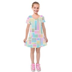 Color-blocks Kids  Short Sleeve Velvet Dress by nateshop