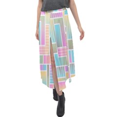 Color-blocks Velour Split Maxi Skirt