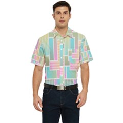 Color-blocks Men s Short Sleeve Pocket Shirt  by nateshop