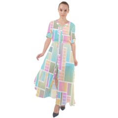 Color-blocks Waist Tie Boho Maxi Dress