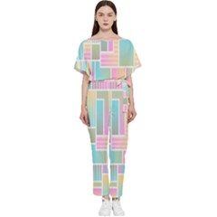 Color-blocks Batwing Lightweight Chiffon Jumpsuit by nateshop