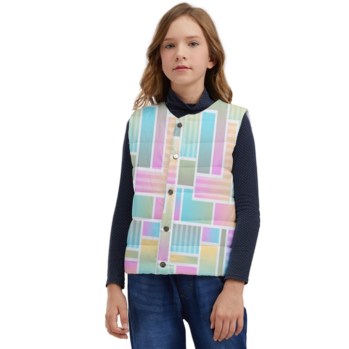 Color-blocks Kid s Short Button Up Puffer Vest	