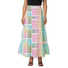 Color-blocks Tiered Ruffle Maxi Skirt