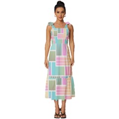 Color-blocks Tie-strap Tiered Midi Chiffon Dress by nateshop