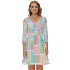 Color-blocks Shoulder Cut Out Zip Up Dress by nateshop