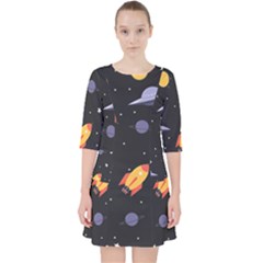 Cosmos Quarter Sleeve Pocket Dress by nateshop