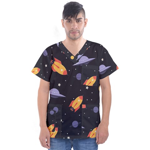 Cosmos Men s V-neck Scrub Top by nateshop