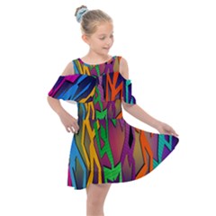 Dancing Kids  Shoulder Cutout Chiffon Dress by nateshop