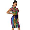 Dancing Vintage Frill Sleeve V-Neck Bodycon Dress View3