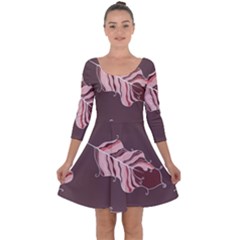 Feather Quarter Sleeve Skater Dress by nateshop