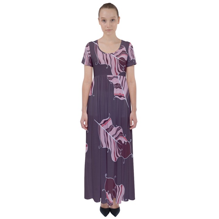 Feather High Waist Short Sleeve Maxi Dress