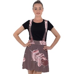 Feather Velvet Suspender Skater Skirt by nateshop