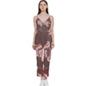 Feather V-Neck Spaghetti Strap Tie Front Jumpsuit View1