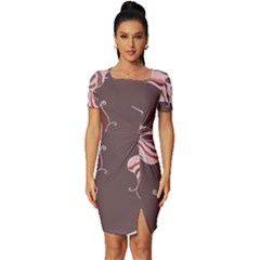 Feather Fitted Knot Split End Bodycon Dress by nateshop