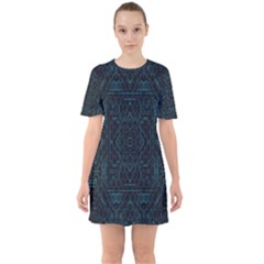 Geometric-art-003 Sixties Short Sleeve Mini Dress