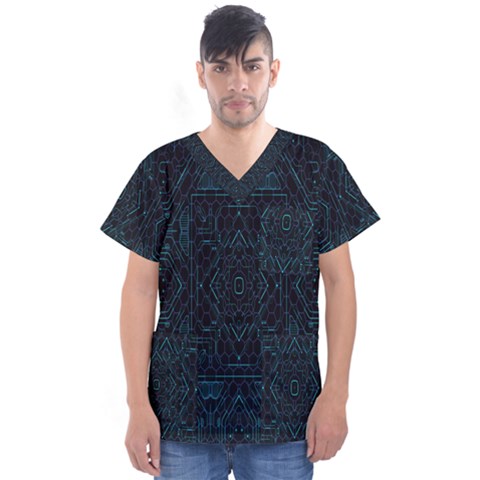 Geometric-art-003 Men s V-neck Scrub Top by nateshop