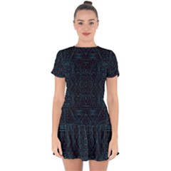 Geometric-art-003 Drop Hem Mini Chiffon Dress