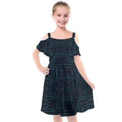 Geometric-art-003 Kids  Cut Out Shoulders Chiffon Dress by nateshop